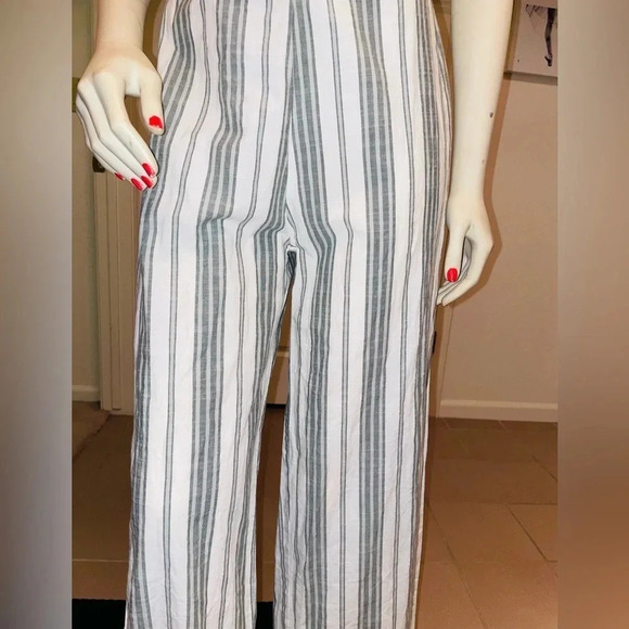 Japna Wide Leg Cropped Jumpsuit w/ Back Cutout and bow green & white size M - Picture 15 of 16